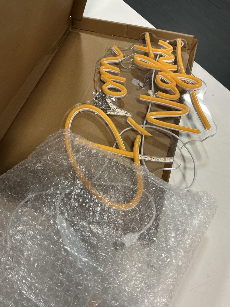 Condition photo showing As Is for prom night neon sign for wall decor, led graduation prom neon light,usb powered 5v/2a dimmable neon lamp for prom party decorations,backdrop decor,bedroom, event, dance party supplies