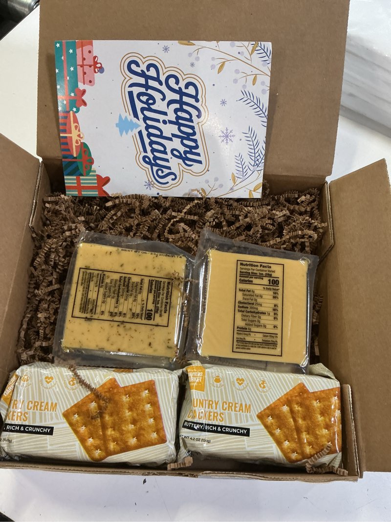 Condition photo showing New/Like New for farmers market gift basket, keto, paleo, low sodium, zero sugar, wisconsin cheese gift sets, world cheese assortment world cheese assortment assortment