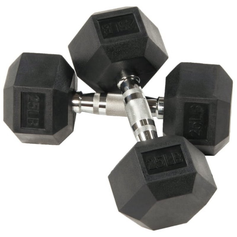  BalanceFrom Rubber Hex Dumbbells, 25lb Pair, Black
