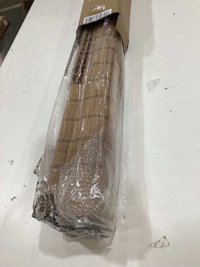 Condition photo showing New/Like New for lazblinds no tools no drill cordless bamboo roman shades, light filtering window treatment, roll up bamboo blinds for windows 30.5'' w x 48'' h, brown light filtering-brown206 30.5" w x 48" h