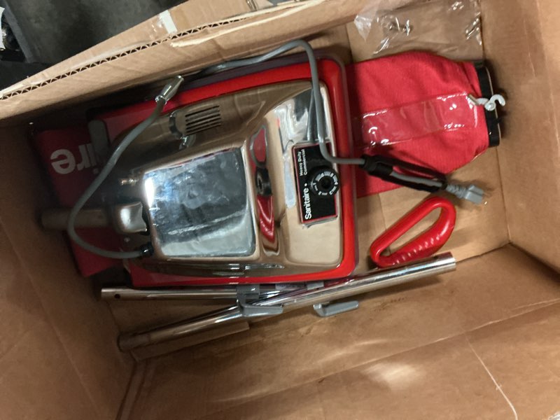 Condition photo showing As Is for sanitaire tradition upright bagged commercial vacuum, sc886g 8.5" x 17.3" x 21.3