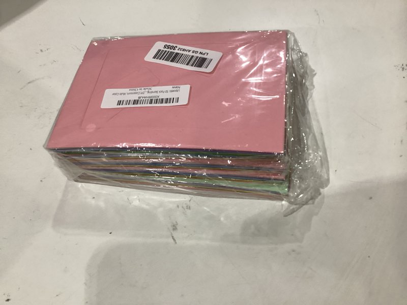 Condition photo showing New/Like New for 50 pack standing paper picture frames 4x6,cardboard photo frame with easel,paper photo frame cards,gallery frames bulk for graduation father's day back to school wedding birthday classroom craft diy,rainbow 10 colors 50pk