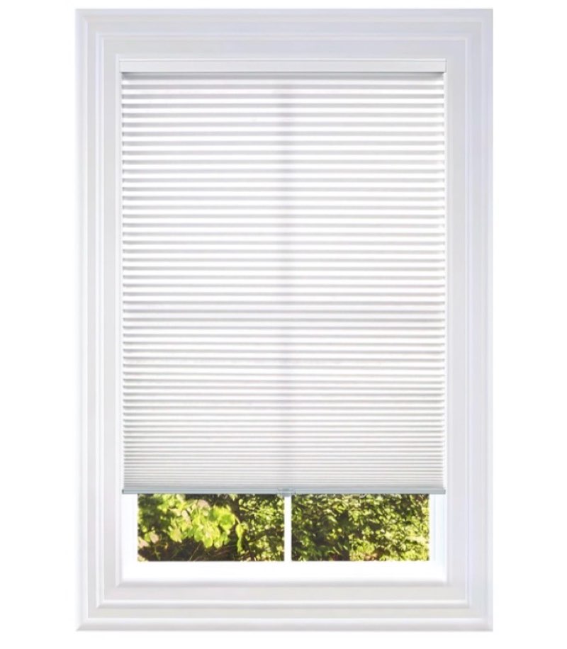 BlindsAvenue Cellular Honeycomb Cordless Polyester Shade, 9/16\" Single Cell, Light Filtering, White