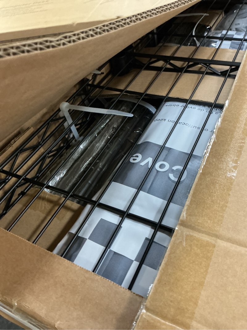 Condition photo showing Good Condition for Ulif E12C Heavy Duty Closet Organizer System?Freestanding Clothing Racks for Hanging Clothes?Adjustable Garment Rack 71" W x 16" D x 76.5" H Hold 960 lbs?Black Clothing Rack with Grey Dustproof Cover Black Rack With Grey Cover