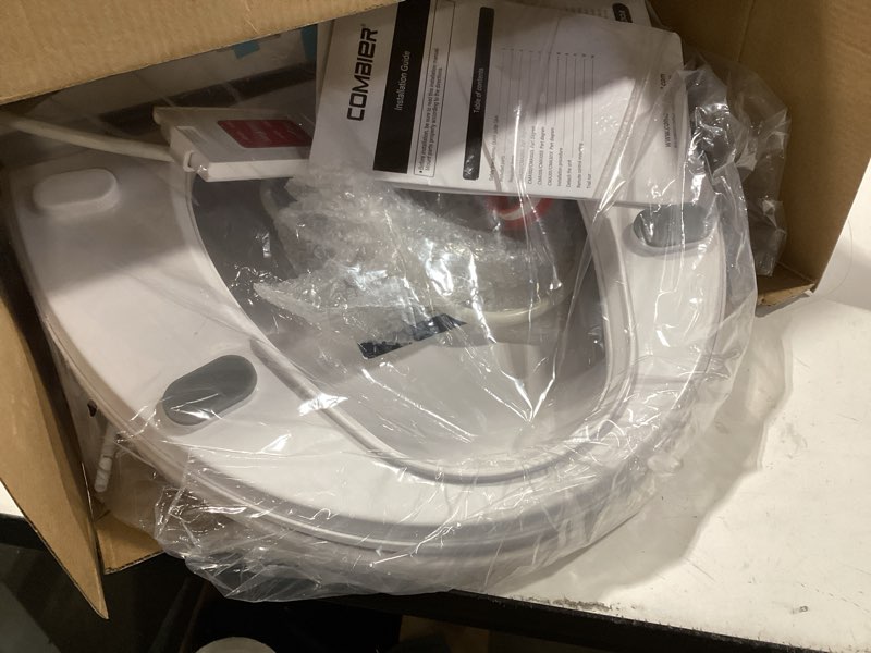 Condition photo showing Good Condition for combier bidet toilet seat with heated warm water & nozzle wash, auto-dry, quiet close lid, wireless remote - electric bidet seat 102s-b(elongated) oval
