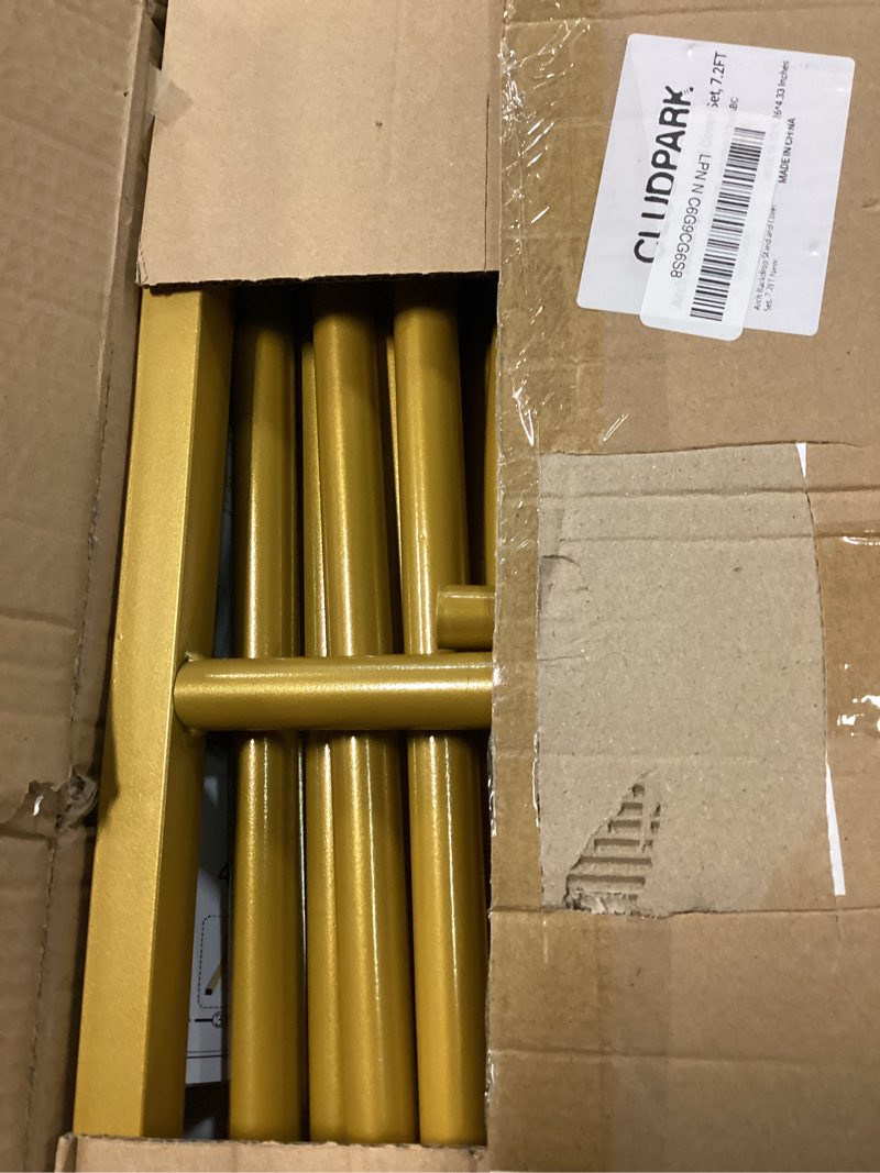 Condition photo showing Good Condition for arch backdrop stand and cover set, 7.2 x 4ft gold metal wedding arch for ceremony, heavy duty balloon arch stand with white spandex cover for birthday party, baby shower, graduation, event decor 7.2 ft