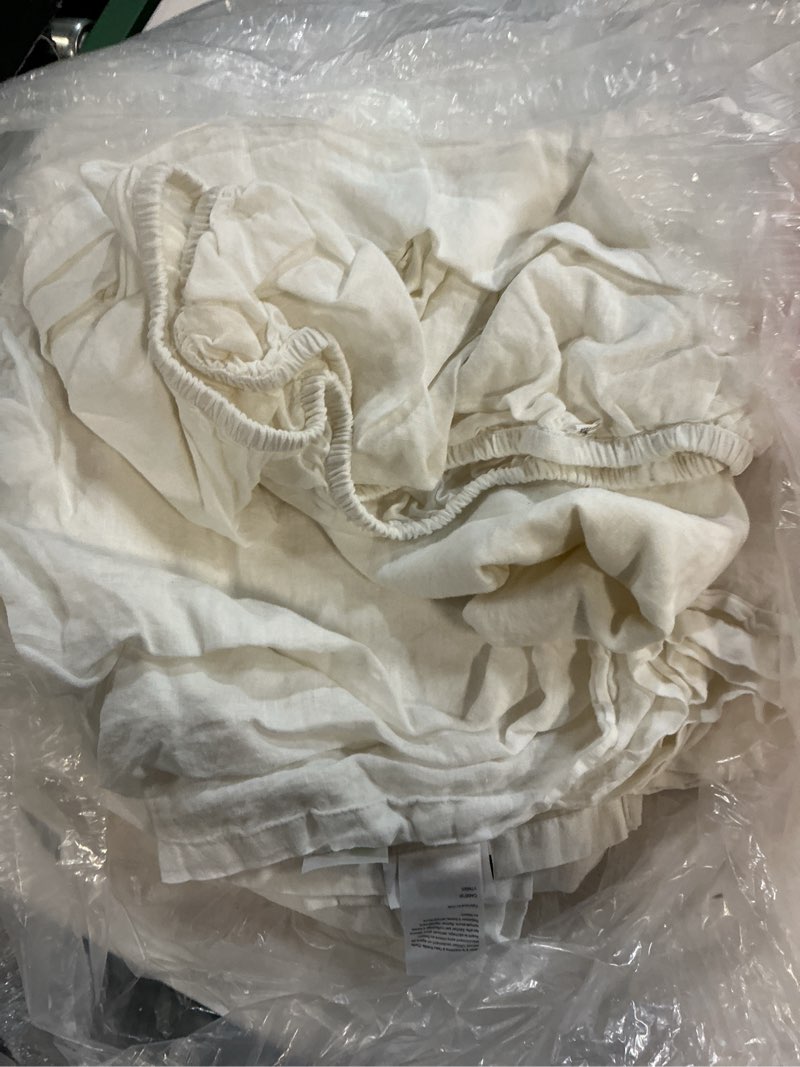 Condition photo showing As Is for european linen sheet set, king, white