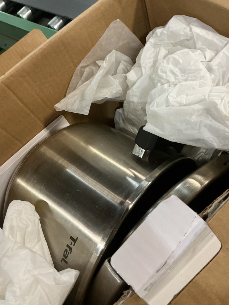 Condition photo showing As Is for T-fal Clipso Stainless Steel Pressure Cooker, 6.3 Quart, Recipe Book, Steam Basket, Easy-Open Lid, Secure Locking System, Adjustable Pressure Valve, Induction Cookware, Pots and Pans, Kitchen, Silver