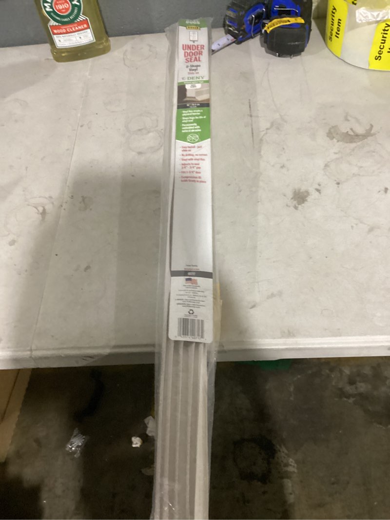 Condition photo showing Good Condition for 36 in. white vinyl u-shape deny slide-on under door seal