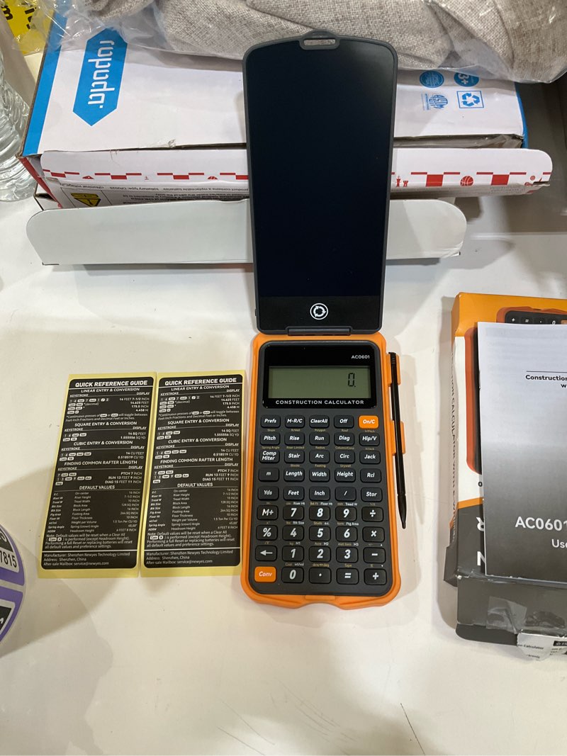 Condition photo showing Good Condition for Construction Calculator with Writing Tablet Industrial & Scientific ROATEE Engineering Calculator for Contractor, Concrete Pocket Feet-inch-Fraction Calculators for Carpenter, Framer, Remodeler