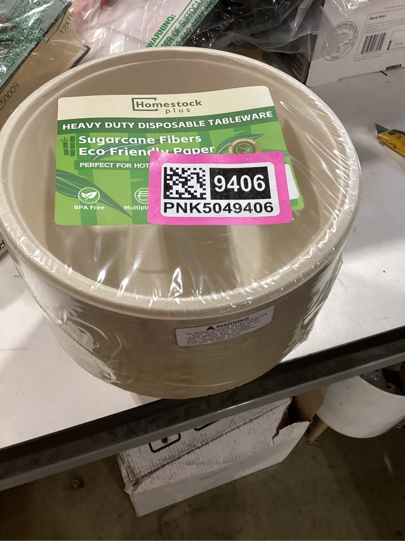 Condition photo showing New/Like New for homestockplus large disposable bowl - heavy duty paper bowls - made from sugarcane and bamboo fiber, microwave safe - 48 oz paper bowls for soup, salad, ramen, popcorn, etc.[50/pack] 50/pack 48 oz