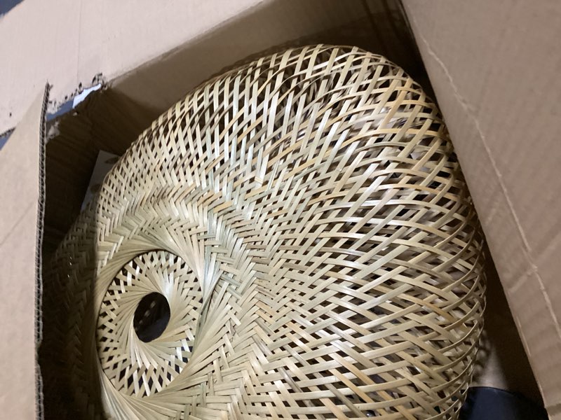 Condition photo showing New/Like New for Woven Bamboo Pendant Lighting Fixtures, Bird Nest Lamp Shade Ceiling Hanging Light with Adjustable Cord for Living Room Dining Room Bar Café, Farmhouse Vintage Rustic Décor 22'', No Bulb