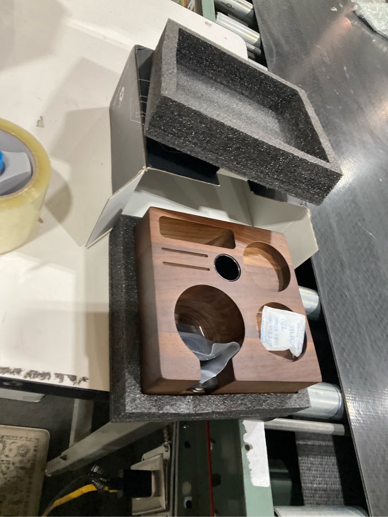 Condition photo showing As Is for 58mm Tamper Station V3 Walnut Portafilter Holder Compact Espresso Organizer with Multi Accessory Storage Espresso Machine Accessories for Coffee Bar 58mm Walnut