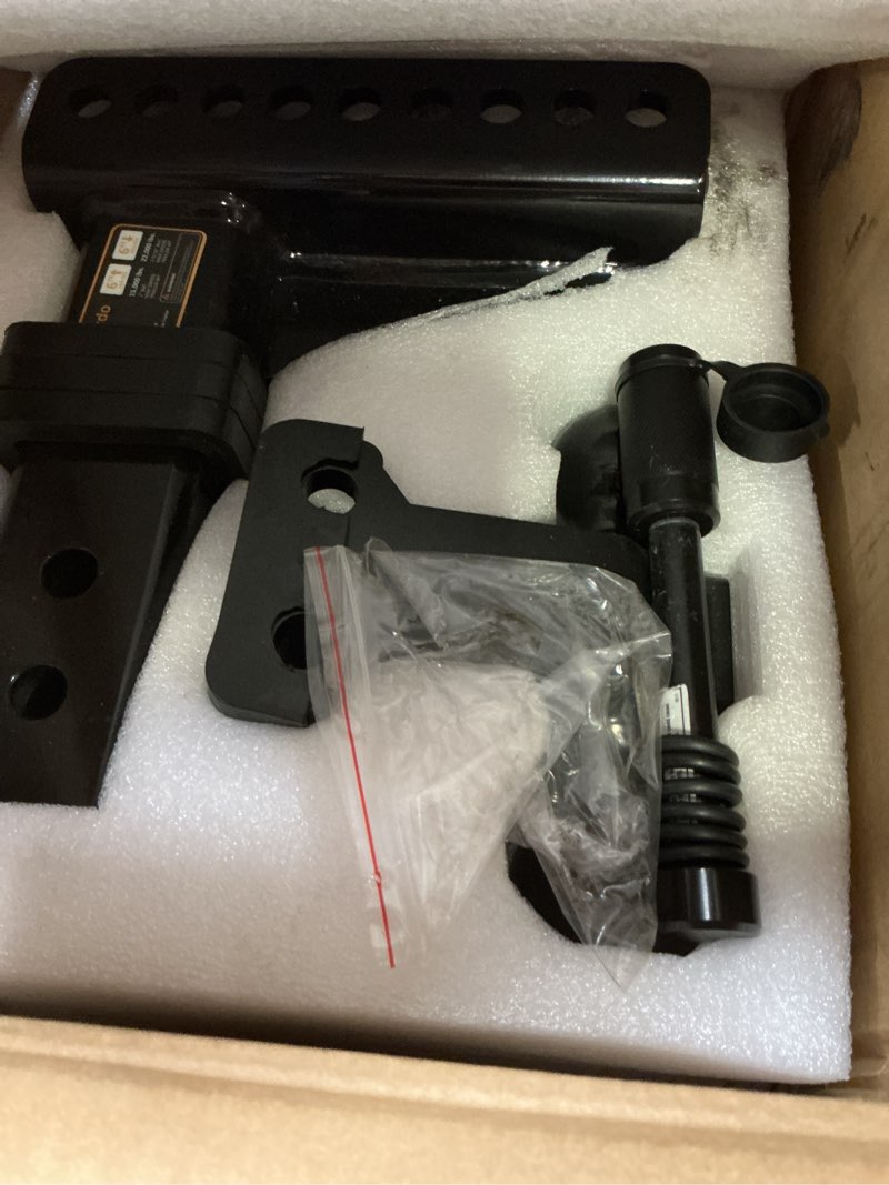 Condition photo showing As Is for adjustable trailer hitch -drop hitch-tow hitch with 2.5 inch receiver-6inch drop/rise, 2" & 2-5/16" 