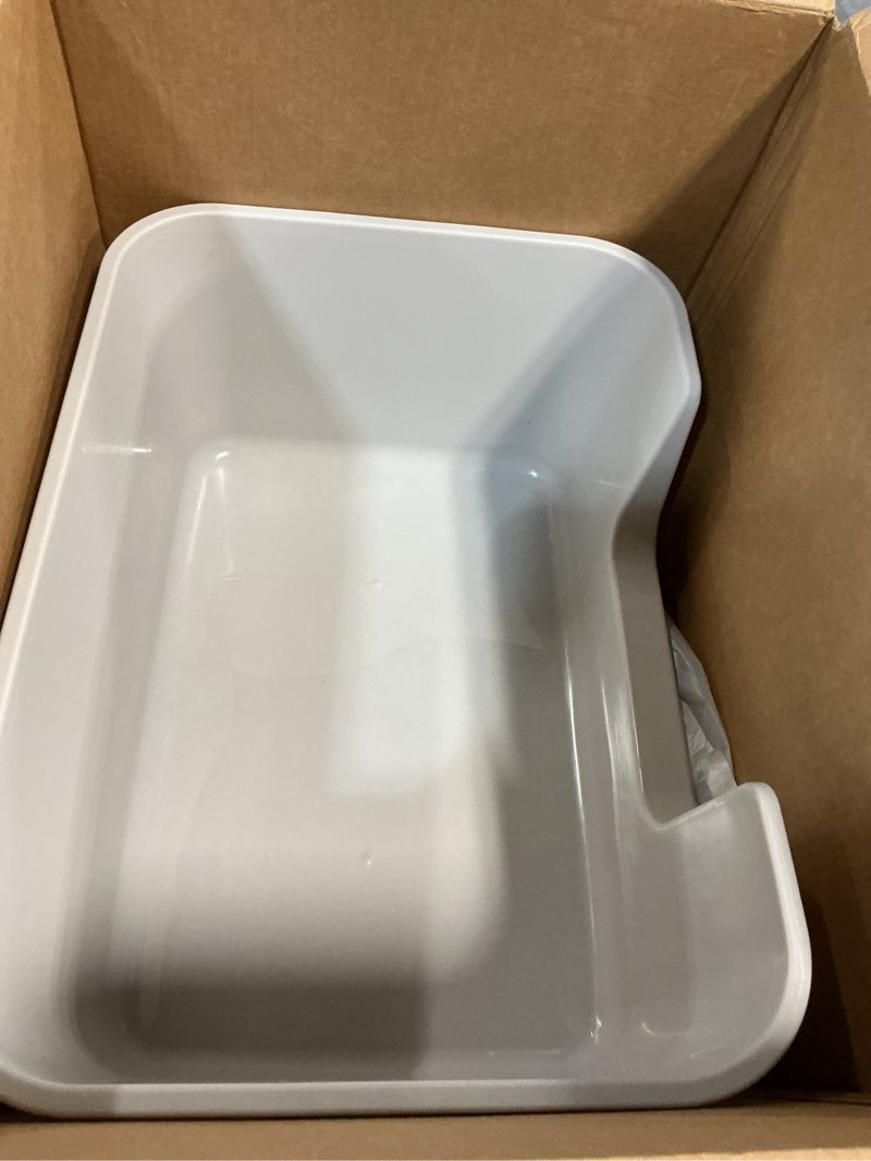 Condition photo showing As Is for Large Cat Litter Box with High Sides for Indoor Cats,XL Low Entry Open Top Cat Litter Pan for Kittens,Big or Senior Cats,High Wall Easy Cleaning Anti-Splashing Multi-cat Litter Tray (Grey)