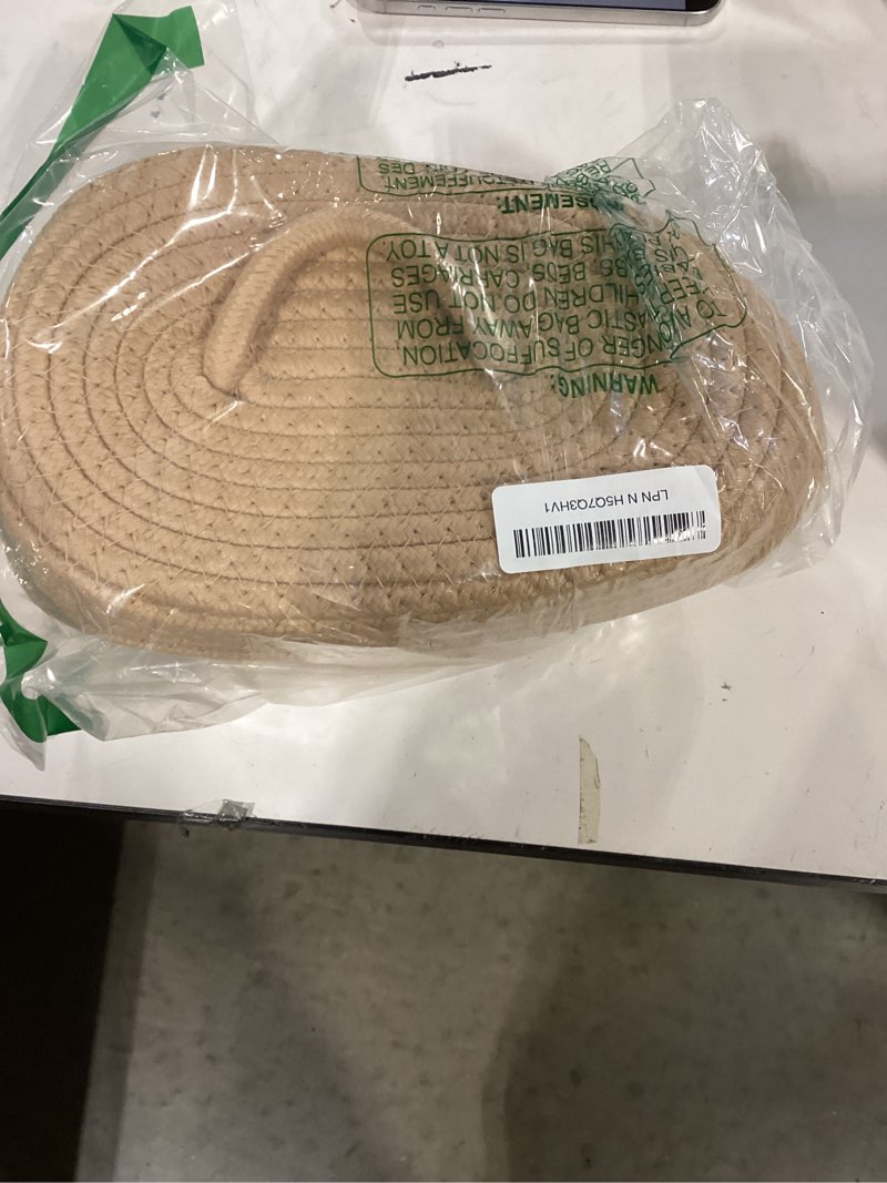 AUNMAS Oval Cotton Rope Storage Basket with Lid, Lidded Woven Nursery Storage Container Multifunctio