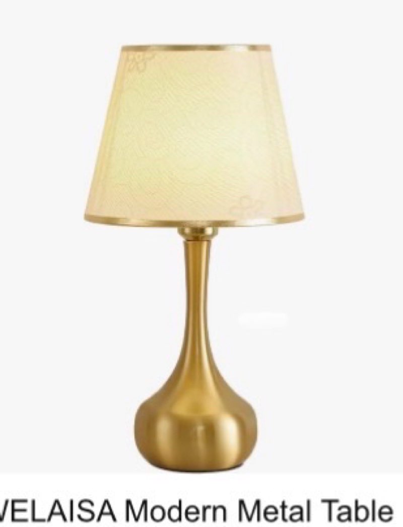 WELAISA Modern Metal Table Lamp with Gol Base, Beige Fabric Shade, Elegant Teardrop Design for Bedroom, Living Room Newltem