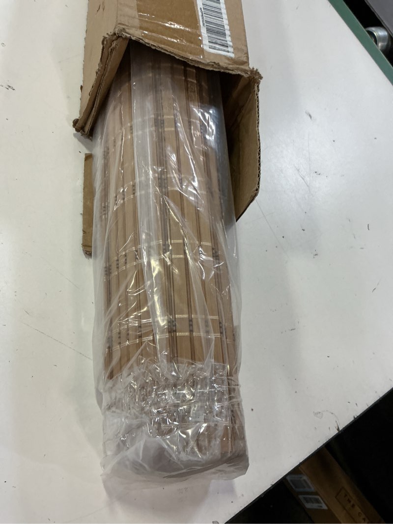 Condition photo showing Good Condition for lazblinds cordless bamboo roman shades, light filtering window treatment, roll up bamboo blinds for windows, 33'' w x 60'' h light filtering-brown206 33'' w × 60'' h