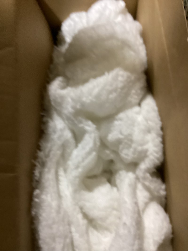 Condition photo showing As Is for (Similar to)AMWAN Cozy Faux Fur Couch Cover Large Fuzzy Blanket for Sofabed,Loveseat Thick Cozy Shaggy Sofa Slipcover for Sectional,L Shaped Sofa Pets Multifunctional Throws Living Room Decor,Cloud White,71x134’’ X-Large (71\" x 134\") Fa-cloud White