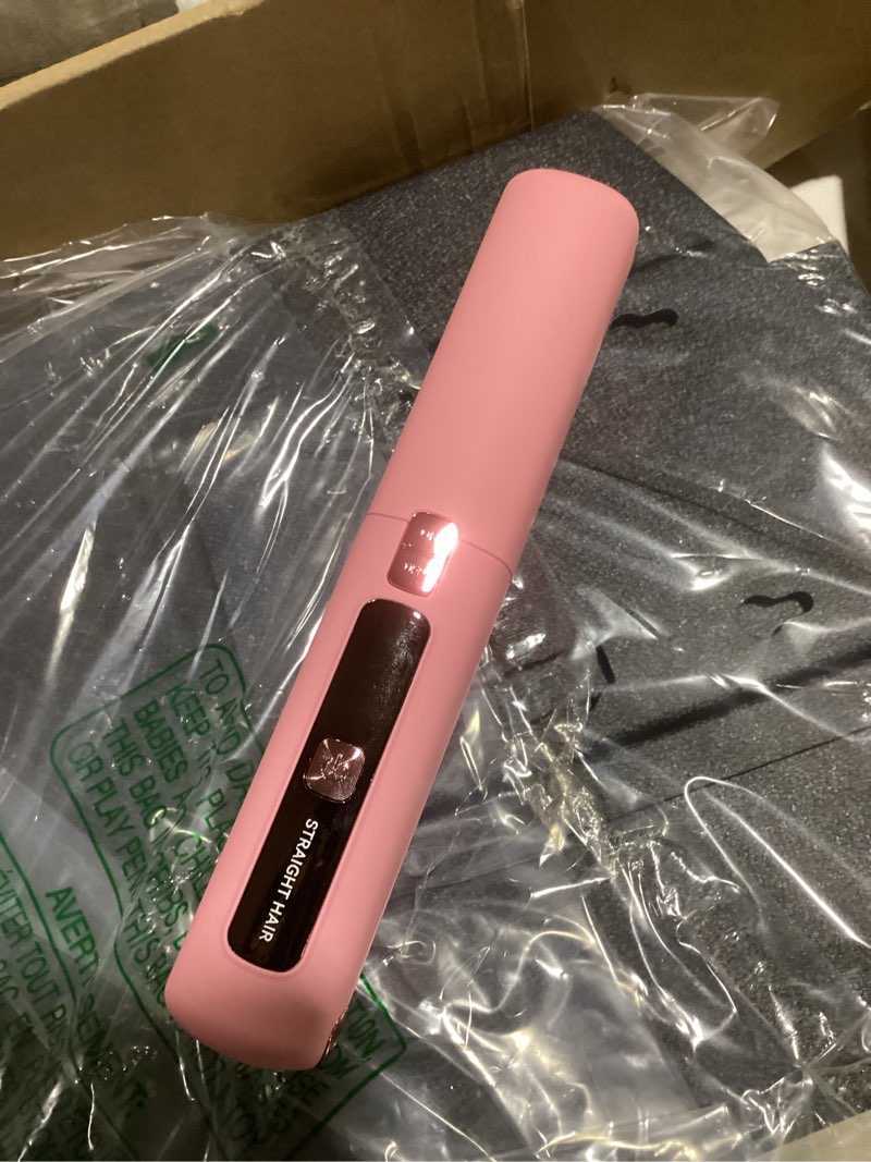 Condition photo showing Good Condition for Cordless Hair Straightener and Curler 2 in 1 Mini Lightweight and Small USB Rechargeable with 4500mAh Battery 10s Fast Heating Portable Ceramic Flat Iron for Travel (Pink)