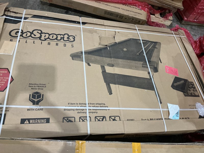 Condition photo showing Good Condition for gosports 6, 7, or 8 ft billiards tables - no assembly, choose your color - portable pool table includes full set of balls, 2 cue sticks, chalk and felt brush 7 ft oak