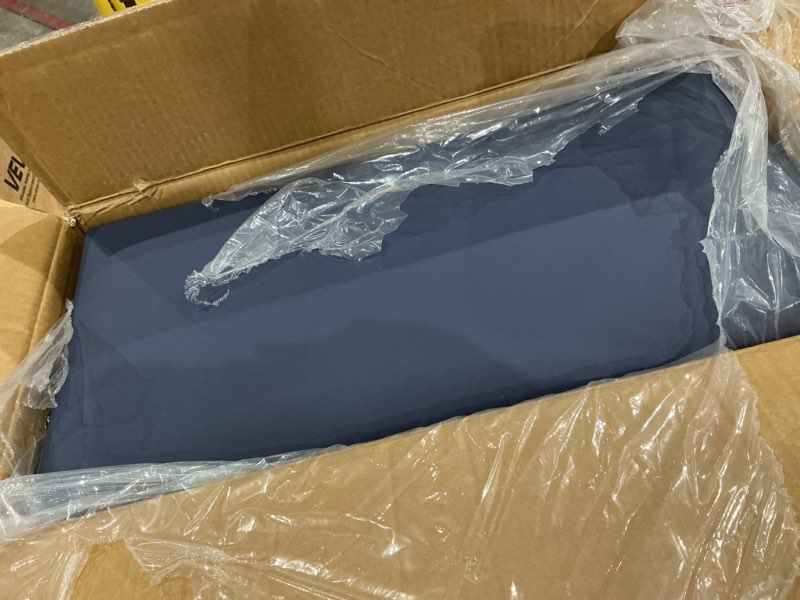 Condition photo showing Good Condition for royal blue linen-upholstered headboard 24x12 inch 12-panel set - wall-mounted or freestanding design for queen/king beds, luxurious bedroom upgrade 12 blue linen fabric
