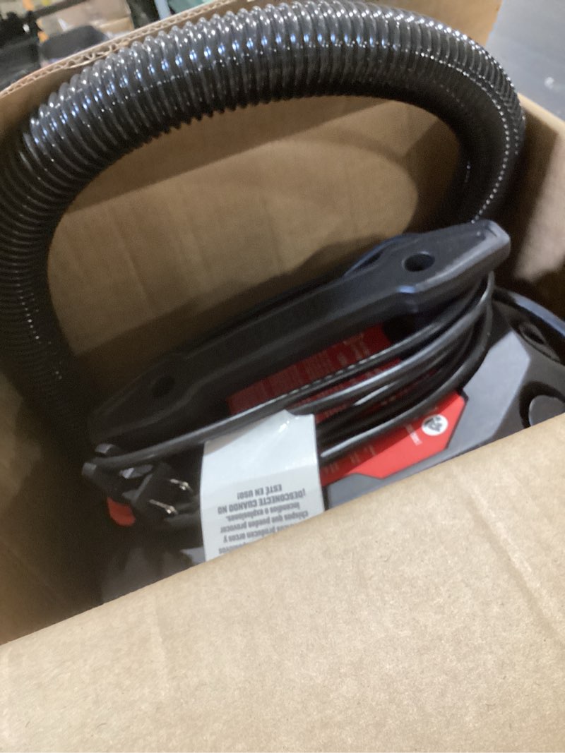 Condition photo showing As Is for craftsman 3-gallon 3 hp corded wet/dry shop vacuum with accessories included