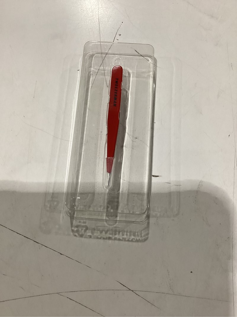 Condition photo showing New/Like New for Tweezerman Stainless Steel Point Tweezer - Eyebrow Precision Tweezers, Facial and Ingrown Hair Removal (Signature Red)