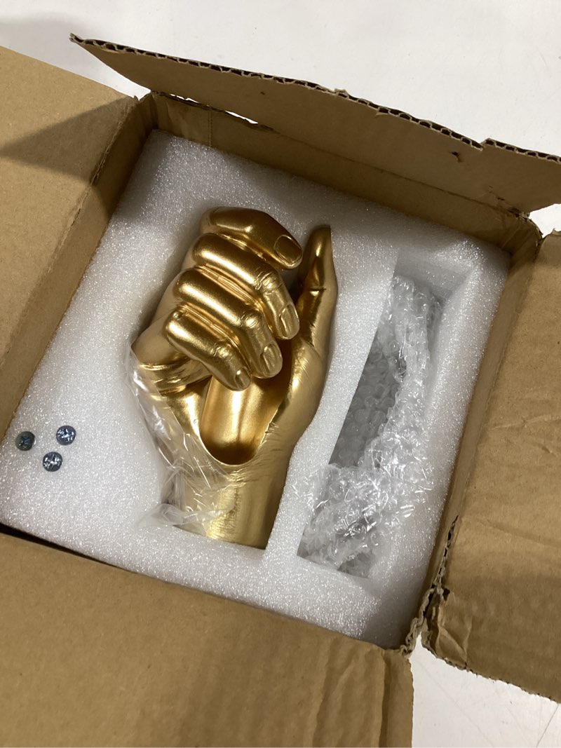 Condition photo showing Good Condition for Gold Hand-Shaped Wall-Mounted Vase, Modern Creative Art Vase, Unique Wall Decoration, Fashionable Home Decor, Suitable for Living Rooms, Bathrooms, Patios, Foyers, and Office Decor. A-gold