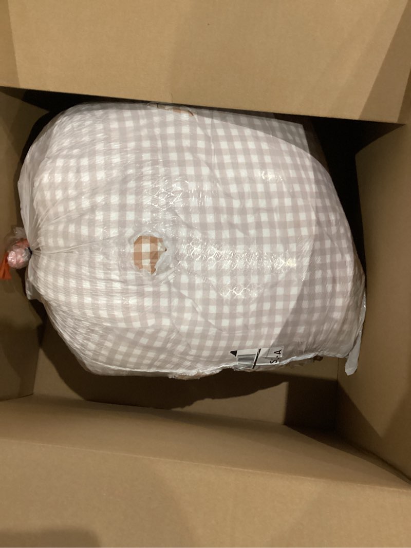 Condition photo showing Good Condition for LifeTB Queen Comforter Set Tan Gingham Comforter Modern Style Beige Plaid Comforter Set 3 Pieces Fluffy Grid Checkered Comforter with 2 Pillowcases Boho Gingham Bedding Set Queen Size Queen (90"x90") A1#03 Tan Gingham