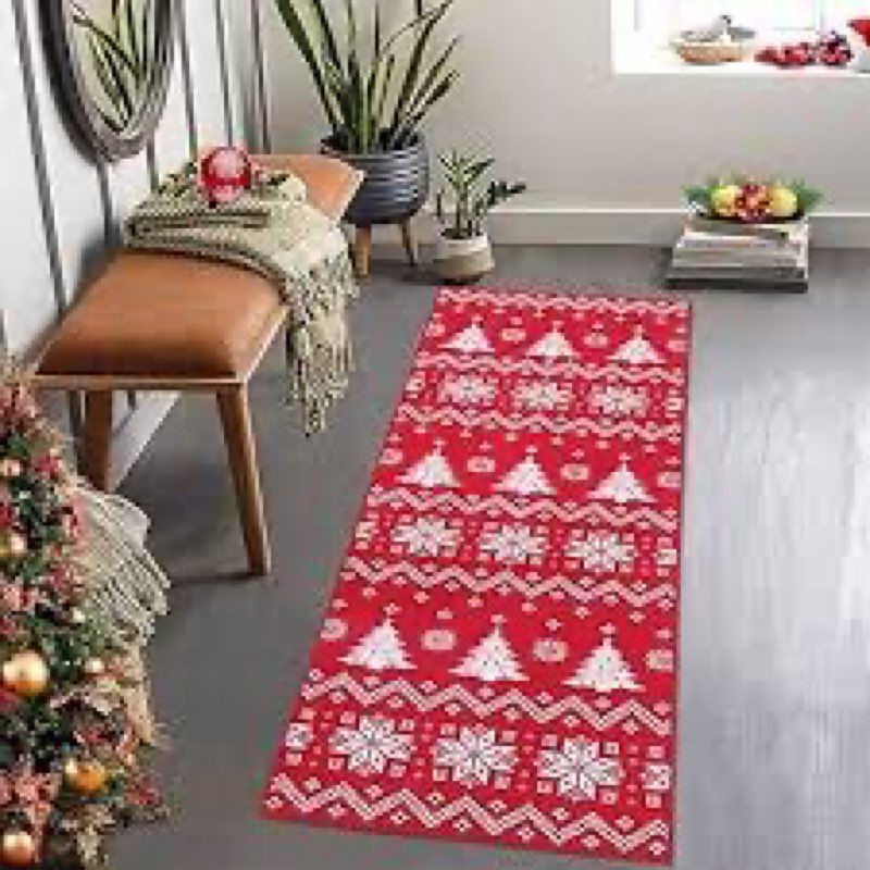 RUGSREAL Kitchen Runner Rug Christmas Snowflake Indoor Runner Rug Non Slip Machine Washable Floor Ca