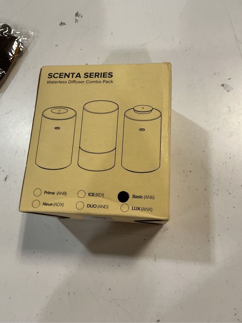 Condition photo showing New/Like New for airversa waterless essential oil diffuser starter kit with 4 x 10ml fragrance scent oil, battery operated mini scent air machine portable diffuser for home car office, an6 black kit01 02black+4x10