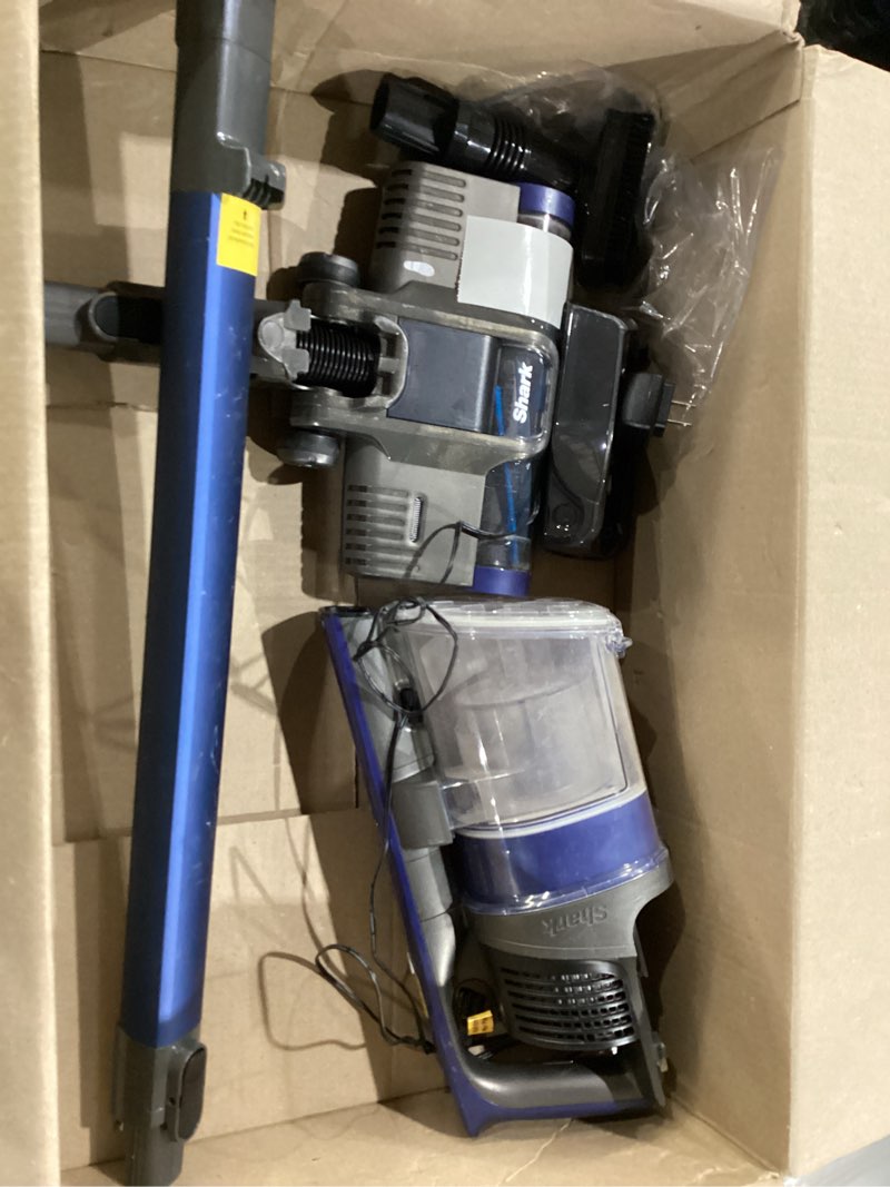 Condition photo showing As Is for *Not Tested* Shark Cordless Vacuum Cleaner with HEPA Filter, Lightweight, Portable, Rechargeable, Powerful Pet Hair Pickup, Removable Handheld, Crevice Tool, Dusting Brush, 50-min Runtime, Blue, IZ363HT Pet Premium (50 min)