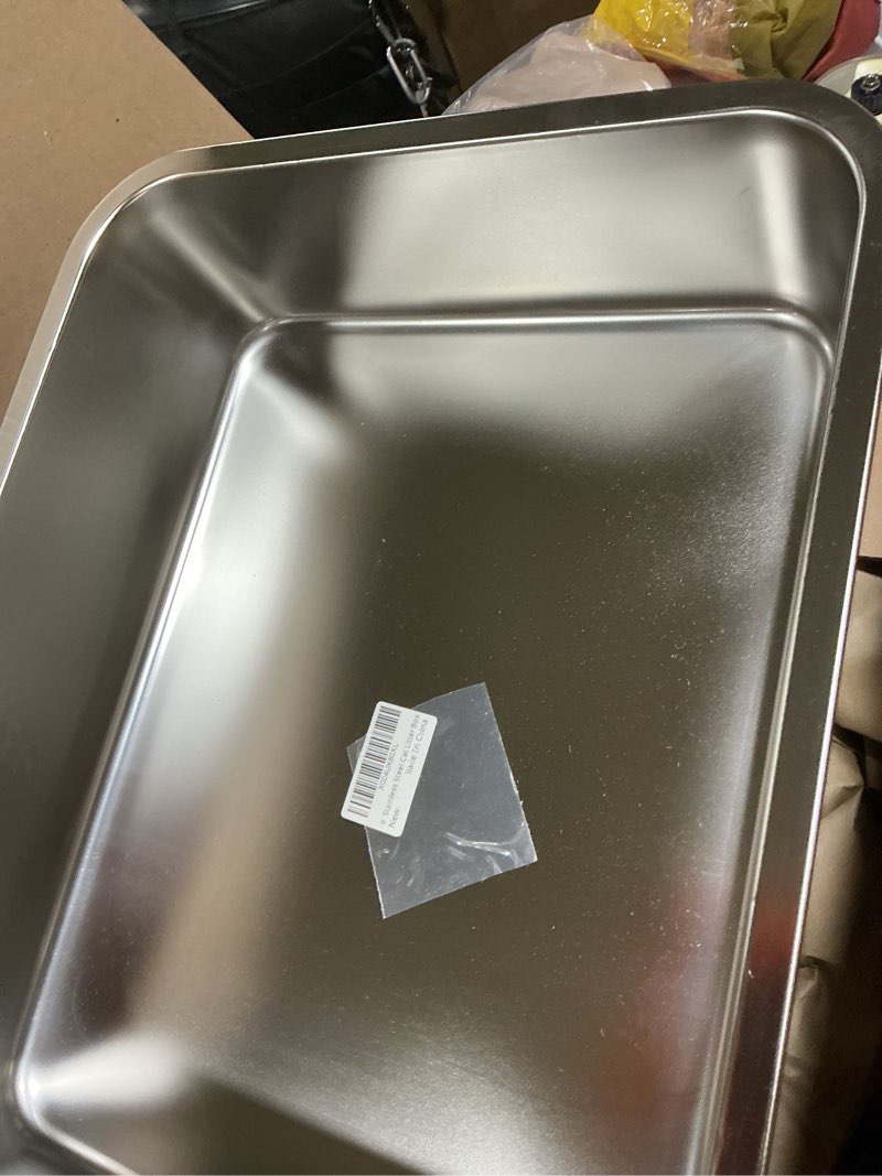 Condition photo showing Good Condition for Stainless Steel Litter Box, Metal Cat Litter Box with High Sides, Never Absorbs Odors, Non-Stick, Easy to Clean, Small Litter Tray for Kittens, Litter Tray, 17.7"×13.7"×3.9" 17.7"L×13.7"W×3.9"H