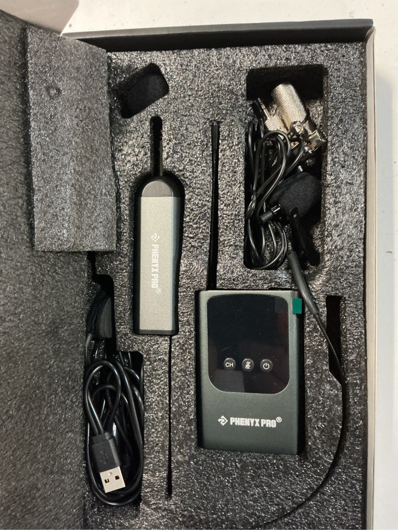 Condition photo showing Good Condition for phenyx pro single digital wireless microphone system, w/mini receiver, bodypack transmitter,15 channels in 900mhz uhf band, headset/lapel microphone for karaoke, singer, church, wedding (pdp-1-1b)