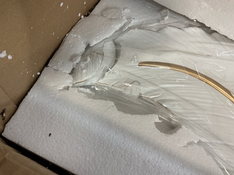 Condition photo showing As Is for djamel :creative wall sconce?white resin feather decorative wall light, led indoor living room wall mounted light fixture lamps for indoor living room bedroom hallway (l9.4*w2.7*h35.8”(l),)