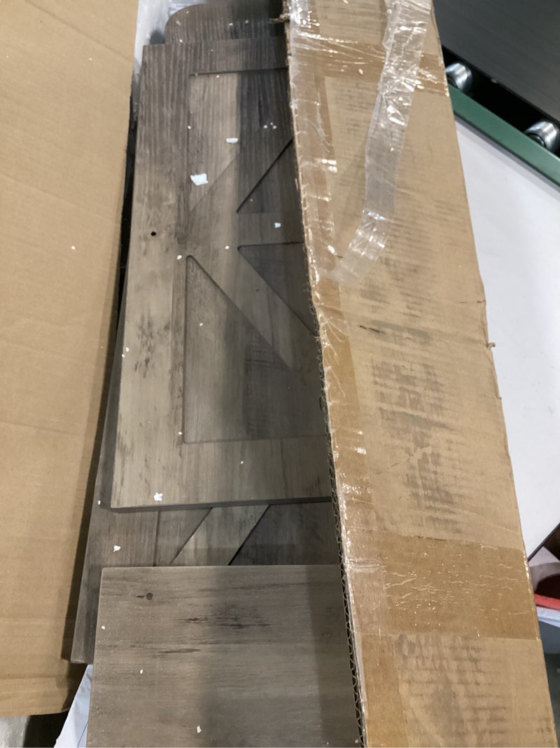 Condition photo showing Good Condition for EasyCom Over The Toilet Storage Cabinet with Metal Frame and 7 Storage Shelves, Bathroom Organizer with Adjustable Shelves and Paper Holder, Farmhouse Storage Cabinet for Bathroom, Laundry, Oak Grey