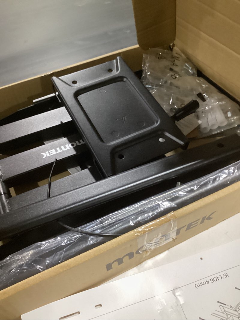 Condition photo showing Good Condition for montek full motion tv wall mount for 37-84 inch tvs, tv mount bracket with articulating arms, tool-free tilt & swivel, extension, max vesa 600x400mm, fits 12“/16" wood studs, up to 110lbs, 4x tested 37-84" full motion tv wall mount