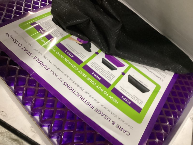 Condition photo showing As Is for Purple Simply Seat Cushion | Pressure Reducing Grid Designed for Ultimate Comfort | Designed for Cars and Travel | Made in The USA