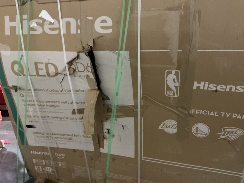 Condition photo showing As Is for Hisense 100-Inch Class QD6 Series QLED 4K UHD Smart Fire TV (100QD6QF, 2025 Model) - QLED, Native 144Hz, Dolby Vision IQ, Dolby Atmos, Motion Rate 240, HDR 10+, Game Mode Plus, Alexa Built in