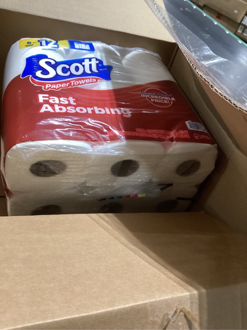Condition photo showing Good Condition for scott paper towels, choose-a-sheet, 6 double rolls = 12 regular rolls (108 sheets per roll)