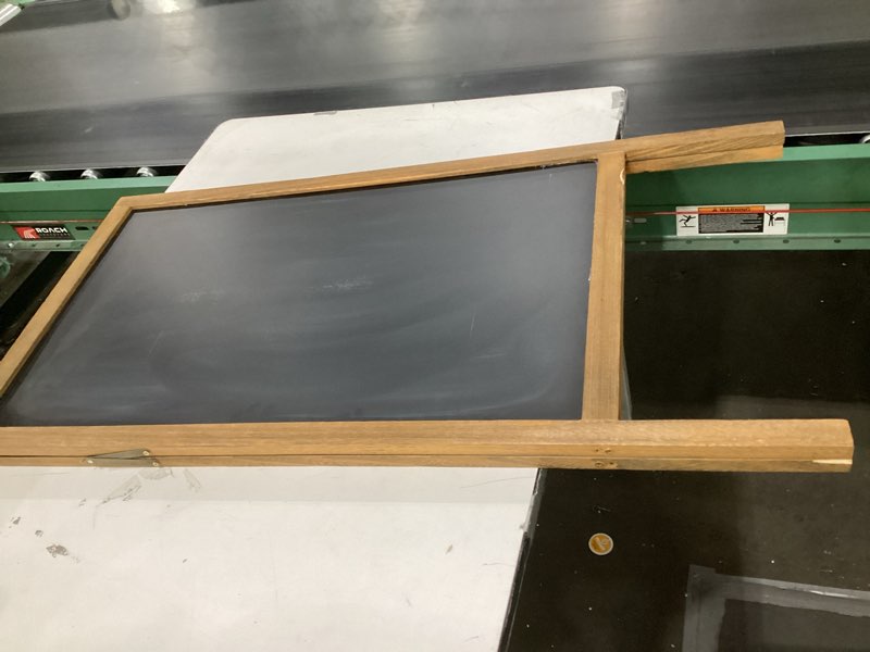 Condition photo showing As Is for A Frame Chalkboard Sign, 40"x20" Extra Large Sidewalk Chalk Board, Wooden Standing ChalkBoards Set with Markers, Double-Sided Magnetic Blackboard for Cafés, Weddings, Party Guide, Brown Torched Brown