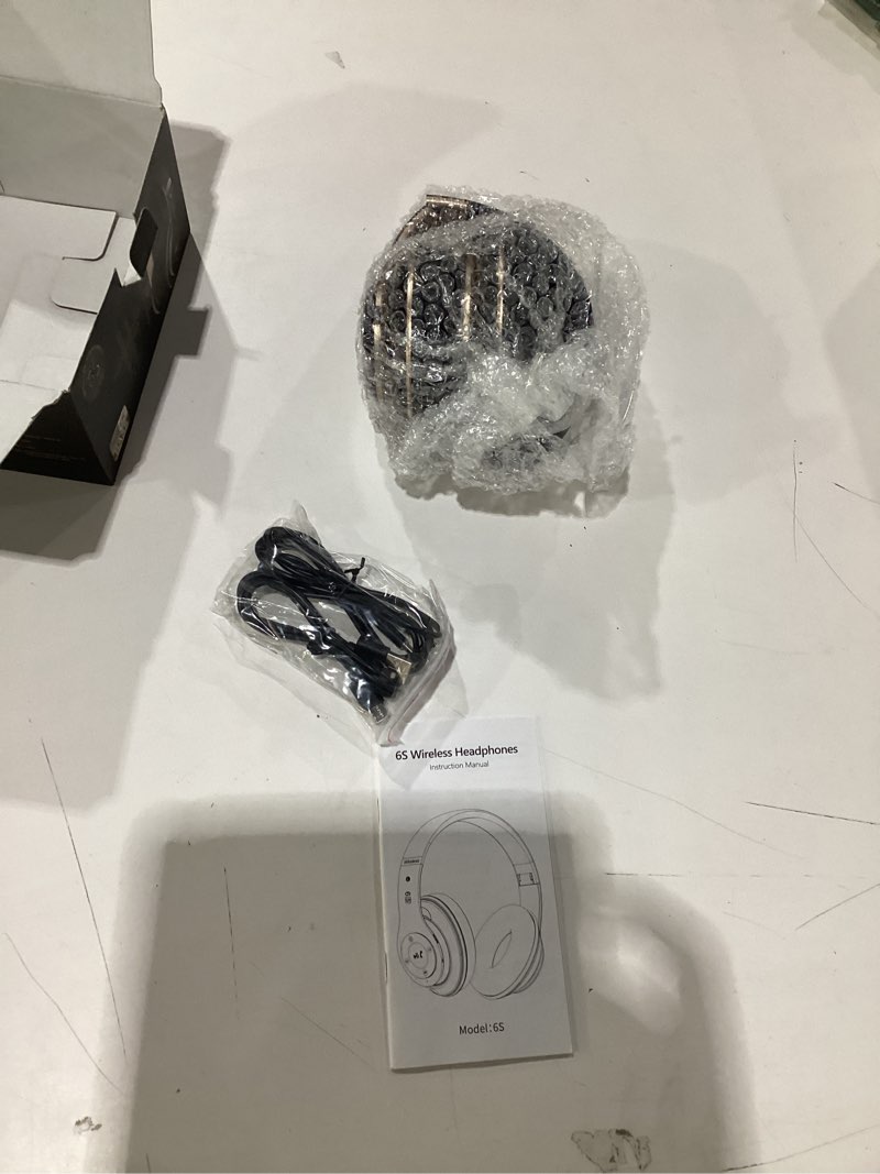 Condition photo showing New/Like New for Bluetooth Headphones Over Ear, 6S Wireless Headphones Wired with 6 EQ Modes, 40 Hours Playtime Foldable HiFi Stereo Headset with Microphone, FM/TF for Cellphone/PC/Work (Black & Gold)