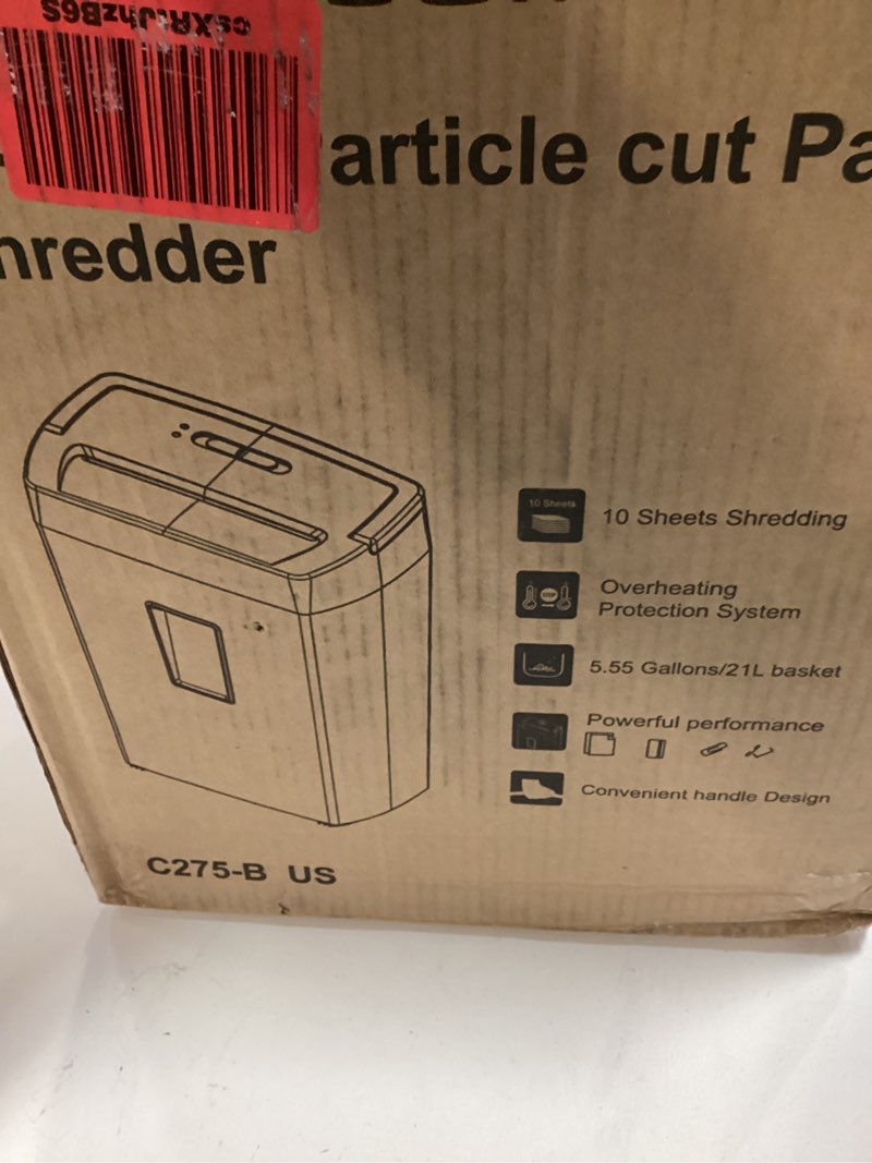 Condition photo showing As Is for bonsaii paper shredder for home use, 3.4 gal wastebasket, 6 sheet crosscut paper credit cards, staples, and clips shredder for home office use, portable handle design (c237-b new version) black gray crosscut