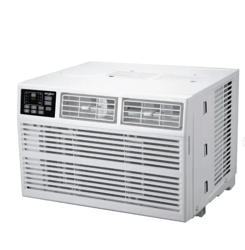 whirlpool - 1,000 sq. ft. 18,000 btu 230v window mounted air conditioner with supplemental heat - white