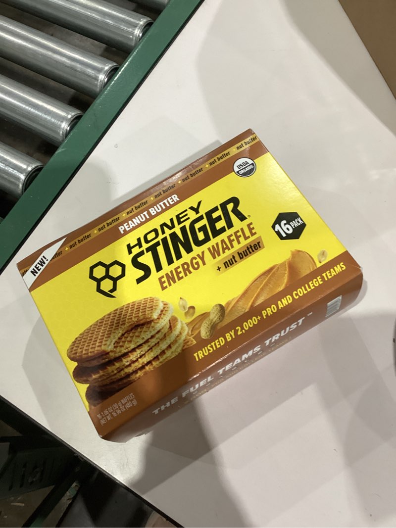 Condition photo showing New/Like New for Honey Stinger Organic Peanut Butter Waffle, Energy Stroopwafel for Exercise, Endurance and Performance, Sports Nutrition for Home & Gym, Pre & During Workout, 16.96 Ounces (Pack of 16) Peanut Butter 16 Count