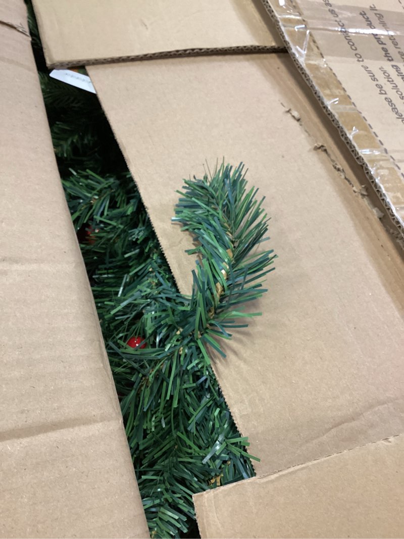 Condition photo showing Good Condition for Christmas Wreath - 48inch Prelit Extra Large Outdoor Christmas Wreath with Lights 200led, Bow, Pine Cones, Ornaments Balls, 512 PVC Branch Tips Artificial Xmas Wreath for Walls Windows Garages Classic Christmas Green 48inch