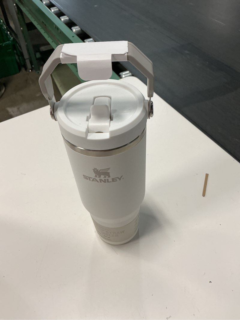Condition photo showing New/Like New for stanley iceflow 2.0 flip straw tumbler with handle 30 oz | twist on lid and flip up straw | leak resistant water bottle | insulated stainless steel | bpa-free | frost frost 30 ounces