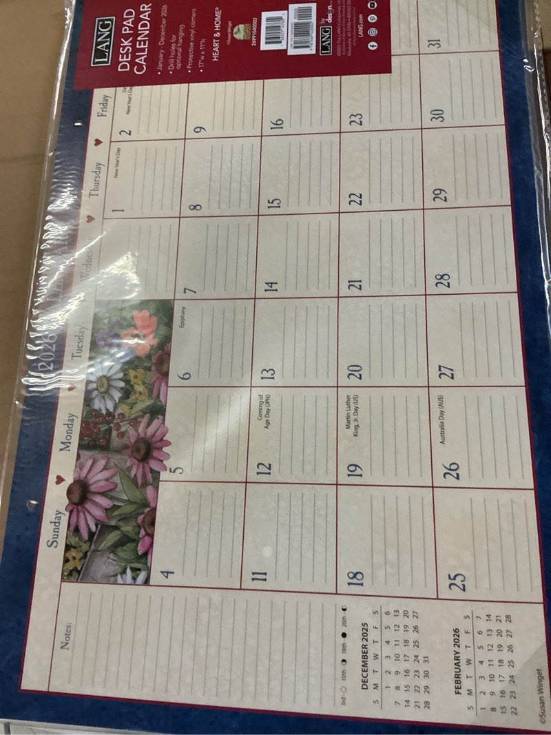 Lang, Heart and Home 2026 Desk Pad, 11'' X 17'', 12-Month Calendar with Stapled Binding