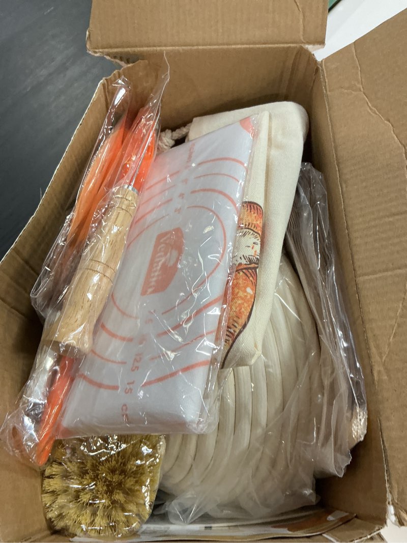 Condition photo showing New/Like New for Sourdough Bread Baking Supplies, Sourdough Starter Kit, Bread Proofing Basket, Bread Making Tools Kit, Sour Dough Kit Tools, Sourdough Proofing Basket, Sourdough Kit Gifts for Bakers Women Wife Mom Sourdough Kit With Jar